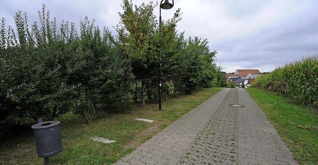 Am Weg im Baugebiet &#8222;Auf dem Kro...gen Anwohnerklagen die Bank abgebaut.   | Foto: Bettina Schaller