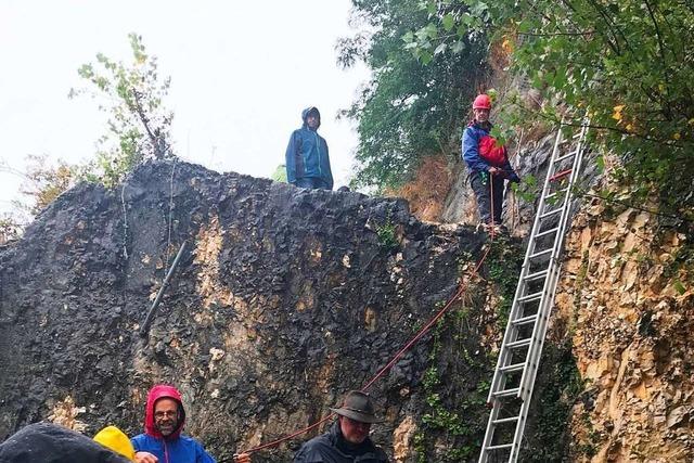 Das Jaspisbergwerk bei Kleinkems nur mit Leitern zu erreichen