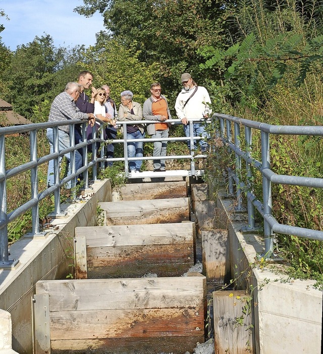 Vertreterinnen und Vertreter des Ortsc...sich die neue Fischtreppe angeschaut.   | Foto: Wolfgang Beck