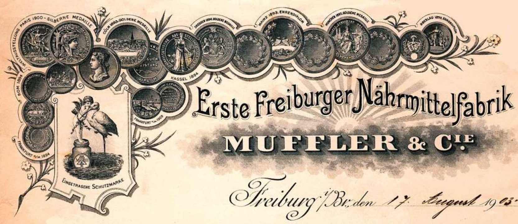 Der Rechnungskopf der Ersten Freiburge...ffler &amp; Cie. vom 17. August 1903.   | Foto: Archiv Manfred Gallo
