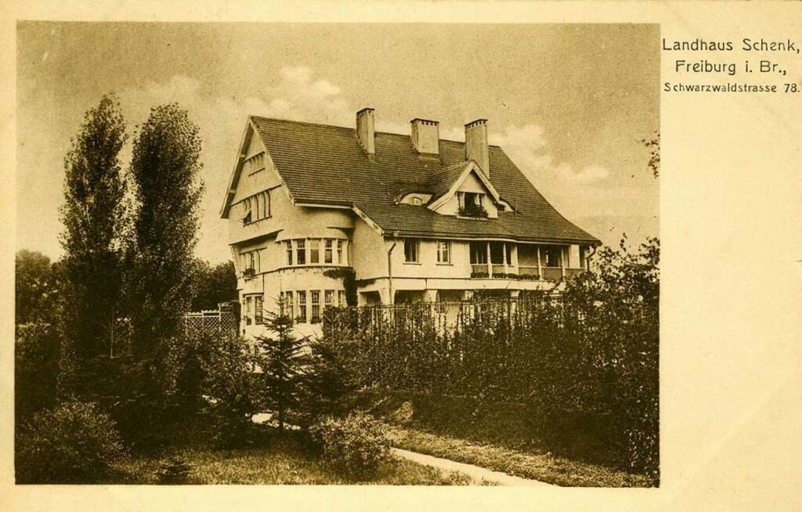 Das Landhaus Schenk auf einer undatier..., die um 1910 entstanden sein dürfte.   | Foto: Archiv Manfred Gallo