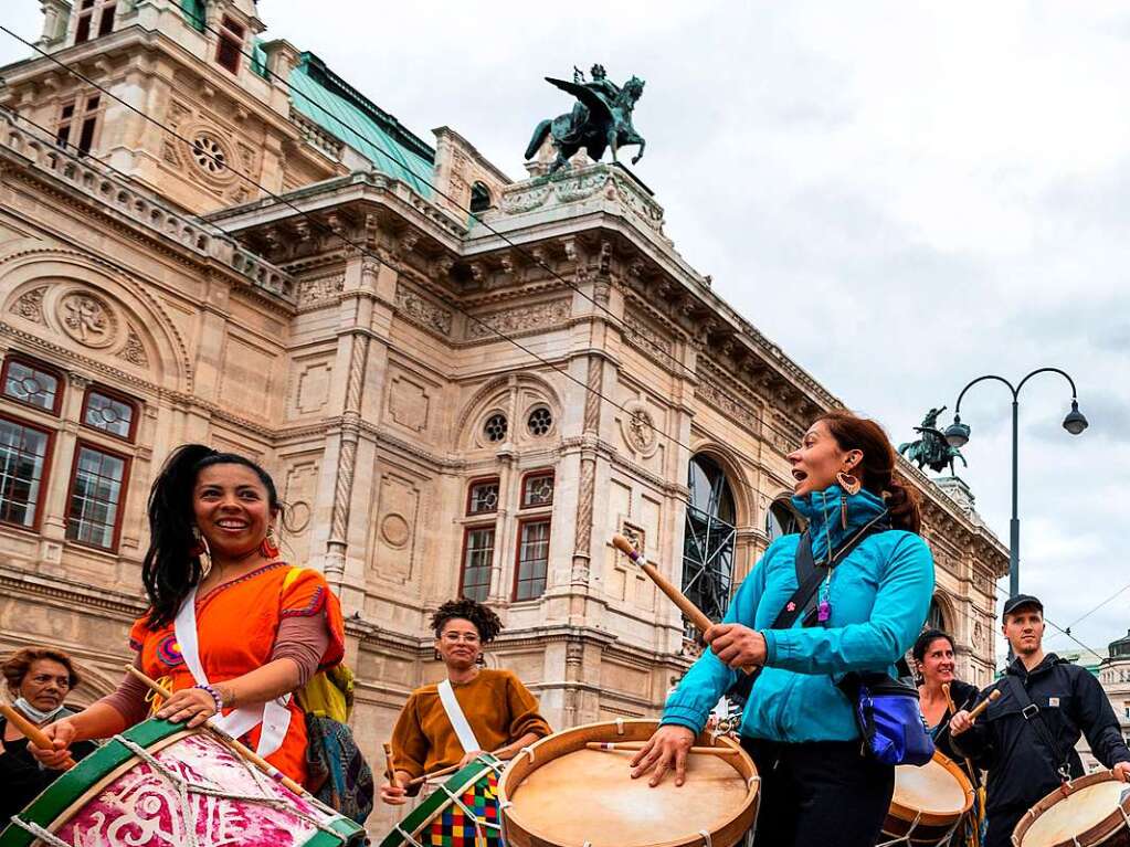 Protest mit musikalischer Untermalung in Wien