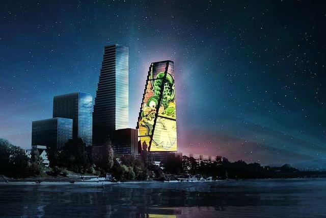 Lichtprojektion auf den Basler Roche-Turm will das Leben feiern