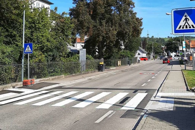 Der Zebrastreifen in der Franz-Ehret-S...ggestellt (rechts das Fabric-Gelnde).  | Foto: stadt lrrach