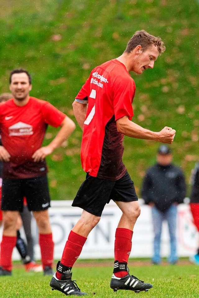 Robin Wolf erzielte das 1:0 fr die SG Unadingen in Lenzkirch.  | Foto: Wolfgang Scheu