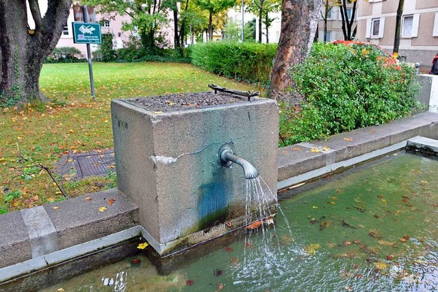 Der Brunnensockel ist derzeit ohne Skulptur.  | Foto: Michael Bamberger