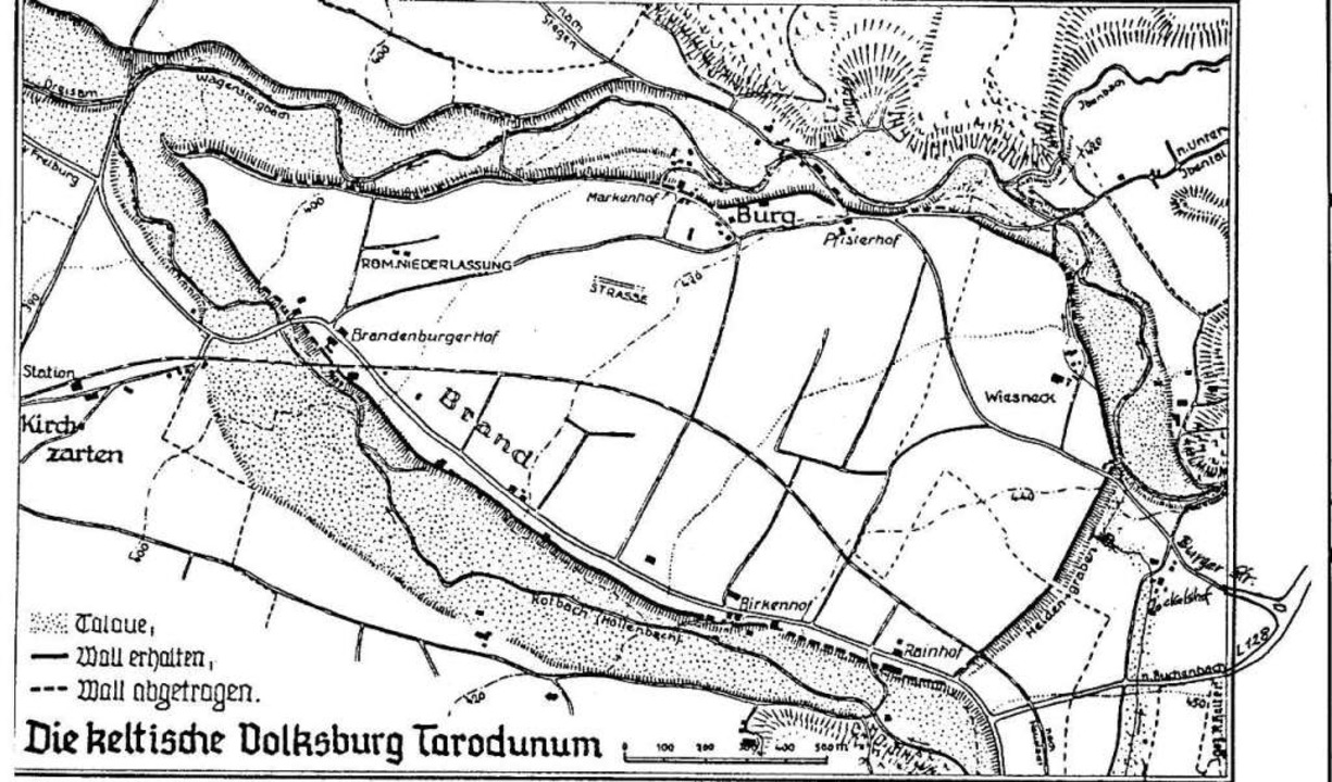 Eine Karte, die zeigt, wo sich die keltische Anlage einst befand.  | Foto: Gemeinde Kirchzarten