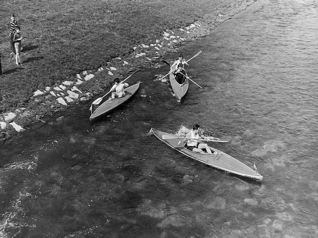 Wenn der Wasserstand stimmte, probierten Kanuclubs frher gerne einmal aus, ob der Fluss in Emmendingen kanugeeignet ist.