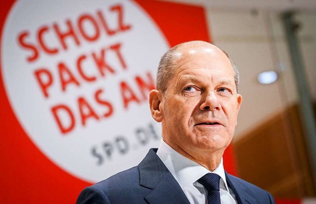 Olaf Scholz, SPD-Kanzlerkandidat und B...ung nach der Bundestagswahl aufnehmen.  | Foto: Kay Nietfeld (dpa)