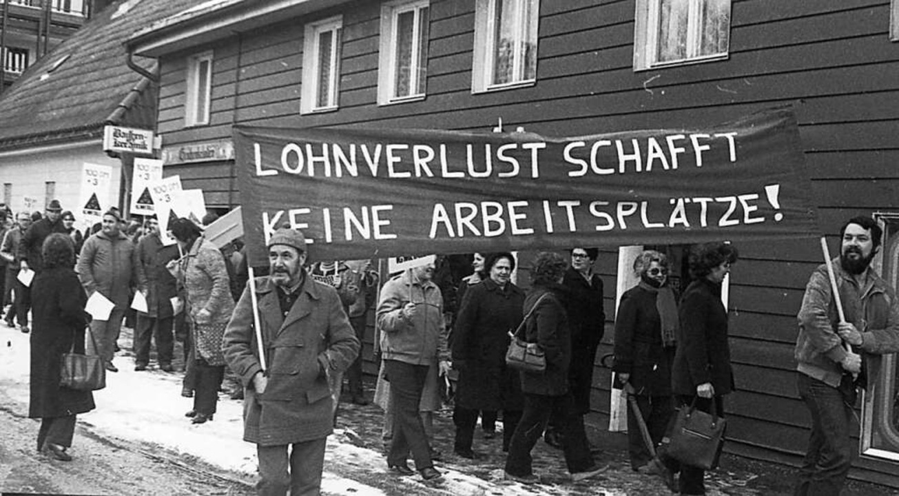 Kampf um die Schraubenfabrik: Arbeiterprotest  am Pfauenstich.  | Foto: privt