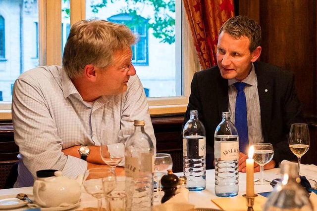 Jrg Meuthen mit Bjrn Hcke (rechts) im Juni 2016  | Foto: Gregor Fischer (dpa)