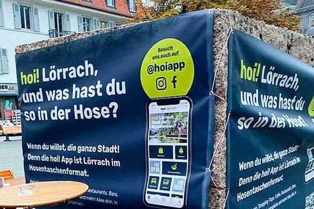 Werbung von Pro Lrrach am Rckriemwrfel  | Foto: Gabi Schupp