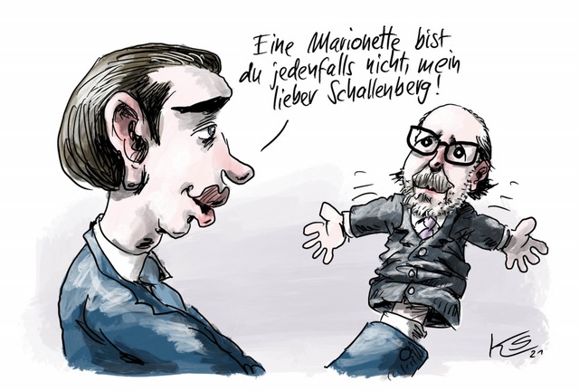 Die VP hat den  bisherigen Auenminis...nder Schallenberg zum Kanzler gemacht.  | Foto: Klaus Stuttmann