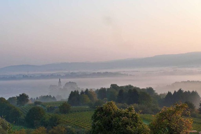 Ettenheim im Nebel, fotografiert vom Heuberg aus.  | Foto: Franz Langner