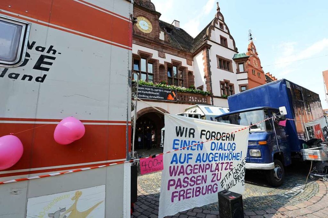 Bereits 2014 gab es Demonstrationen au... Wagenplätze in Freiburg (Archivbild).  | Foto: Rita Eggstein