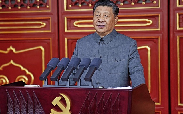 Chinas Staatschef   Xi Jinping bei einer Rede zum 100. Geburtstag  der Partei  | Foto: Li Xueren