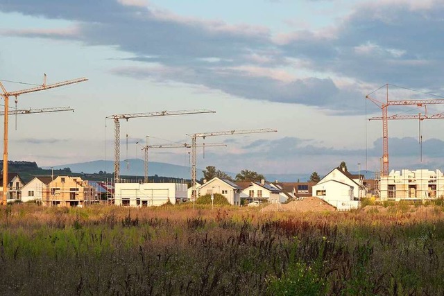 Whrend im  Baugebiet Vogesenstrae II... (Vordergrund) derzeit noch Brachland.  | Foto: Sattelberger