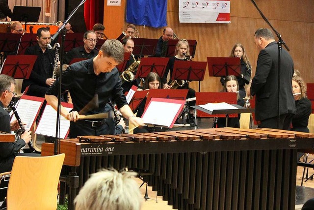 Hochkonzentriert spielt Jonas Butz aus Oberrottweil das Marimba-Konzert.  | Foto: Rolf Reimann