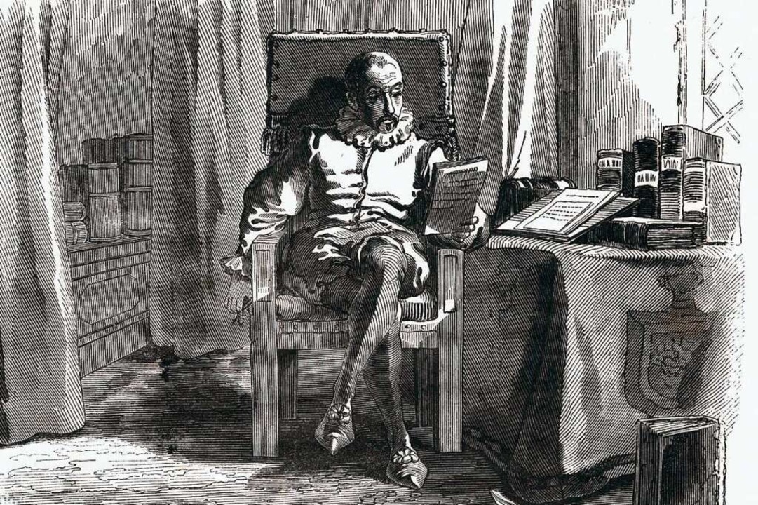 Er genoss das Alleinsein: Michel de Mo... der Arbeit (anonymer Stich von 1855).  | Foto: 1855 via www.imago-images.de