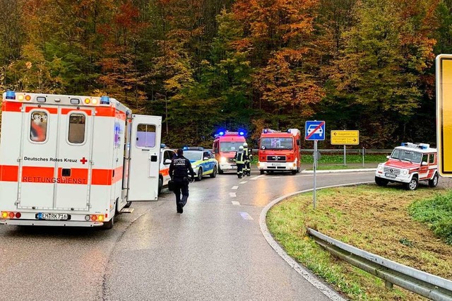 Die Feuerwehr sicherte die Unfallstelle.  | Foto: Feuerwehr Waldkirch