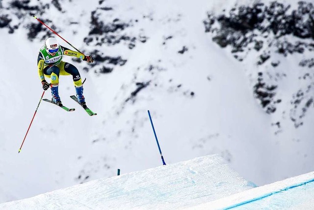 Wilde Rennsemmel: Beim Skicross-Weltcu...islang grten Erfolg ihrer Karriere.   | Foto: GEPA pictures/ Matic Klansek via www.imago-images.de