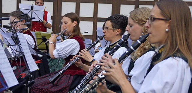 Die Stadtmusik Schnau erhlt zustzli...Dirigent, Ausbildung und Instrumente.   | Foto: Verena Wehrle