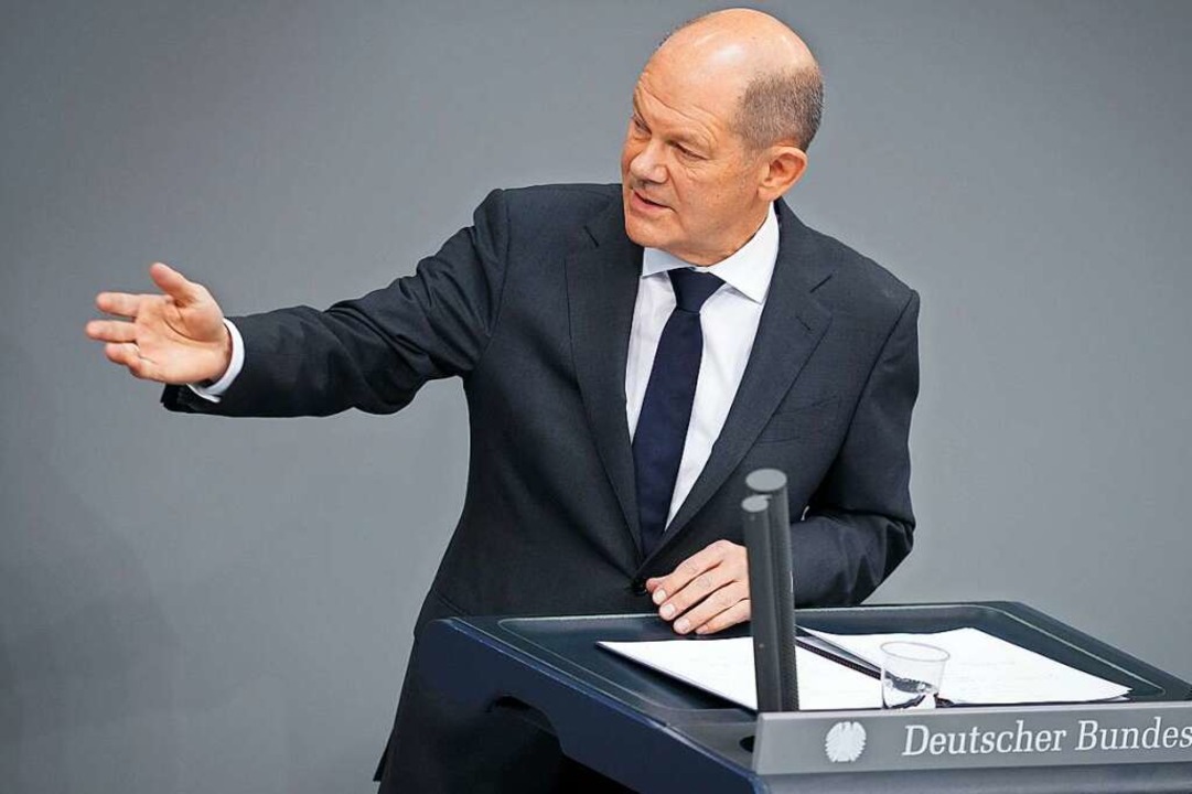 Olaf Scholz am Donnerstag im Bundestag  | Foto: Kay Nietfeld (dpa)