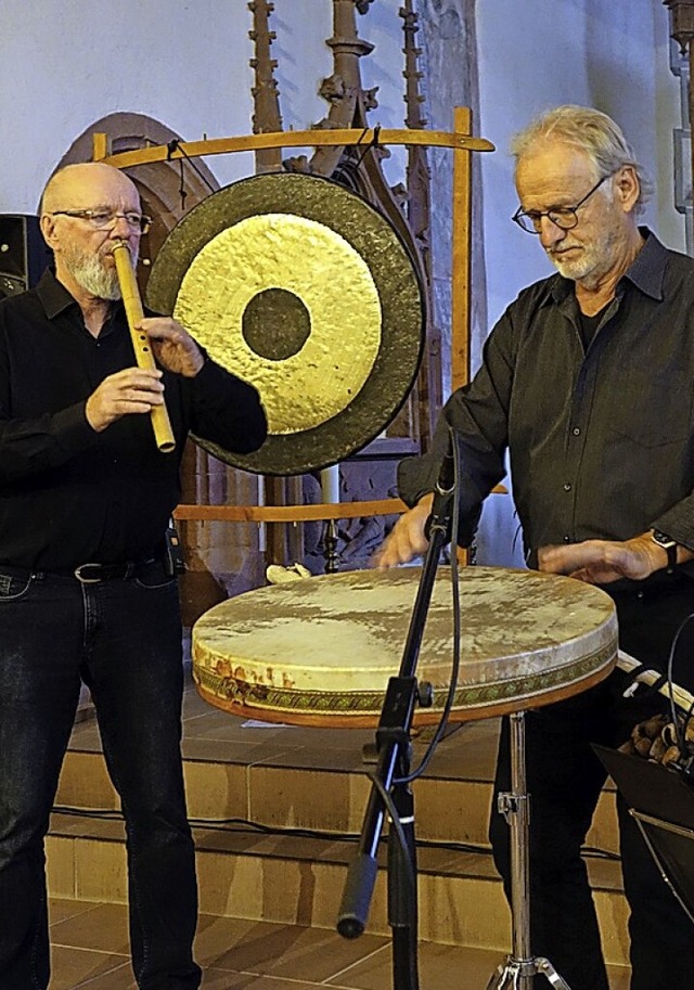 Rezitator und Fltist Tonio Palick (links) und Martin Kutterer  | Foto: Roswitha Frey