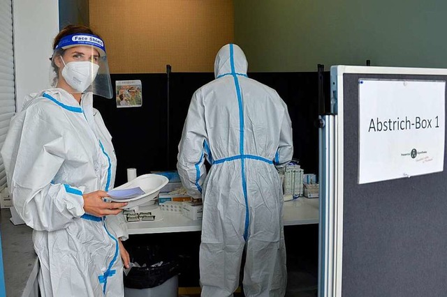 Derzeit gibt es im Testzentrum in Merz...ich bald ndern, der Andrang ist gro.  | Foto: Sophia Hesser