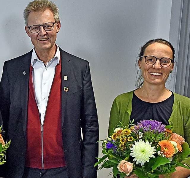 Verena Scheuble wurde von Freiburgs B...er Ulrich von Kirchbach ausgezeichnet.  | Foto: Michael Bamberger