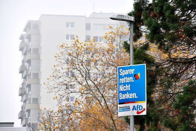 Unter anderem in Weingarten hngen noch AfD-Plakate in luftiger Hhe.  | Foto: Thomas Kunz