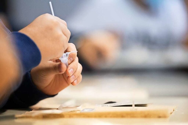 Testen ist Alltag an den Schulen.  | Foto: Sebastian Gollnow (dpa)