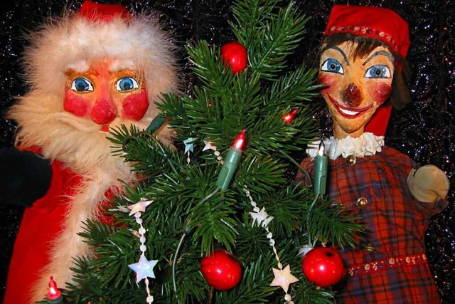 Haben Aufregung vor dem Fest: Kasper und der Weihnachtsmann  | Foto: Freiburger Puppenbhne