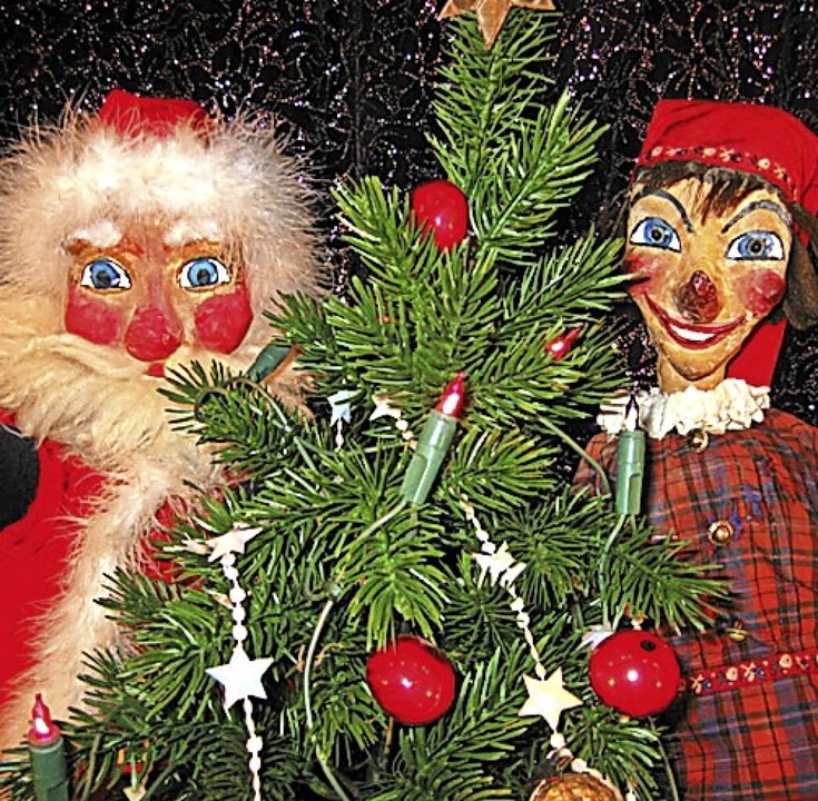 Haben Aufregung vor dem Fest: Kasper und der Weihnachtsmann  | Foto: Freiburger Puppenbühne