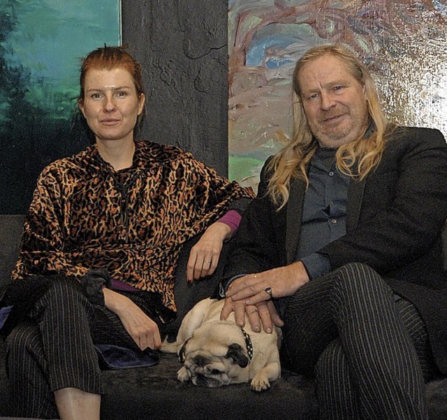 Volker Scheurer und Ania Dziezewska  mit Mops   | Foto: Regine Ounas-Krusel