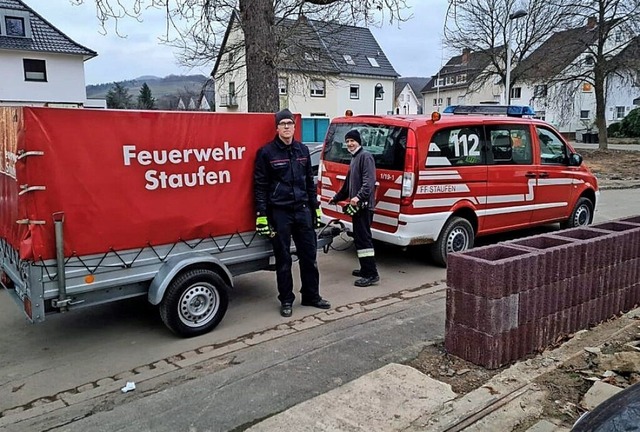 Morgens ins Ahrtal, abends zurck nach...er der Feuerwehr halfen im Flutgebiet.  | Foto: Freiwillige Feuerwehr Staufen