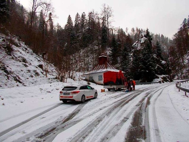 Schnee erschwert die Arbeiten zur Felssicherung.  | Foto: Landratsamt Lrrach