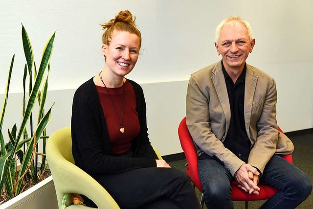 Gerhard Tschpe (rechts) mit seiner Nachfolgerin Eva Rebholz  | Foto: Rita Eggstein