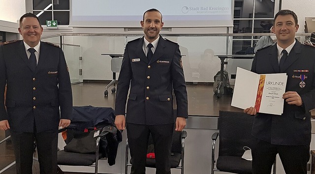 Deutsches Feuerwehr-Ehrenkreuz in Silb...on Christoph Zachow und Michael Wegel.  | Foto: Stadt Bad Krozingen