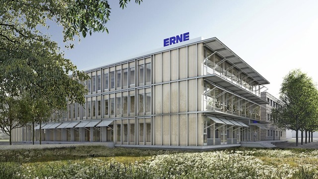 Das neue Verwaltungsgebude der Erne AG, wie es in Stein einmal aussehen soll.   | Foto: zvg 