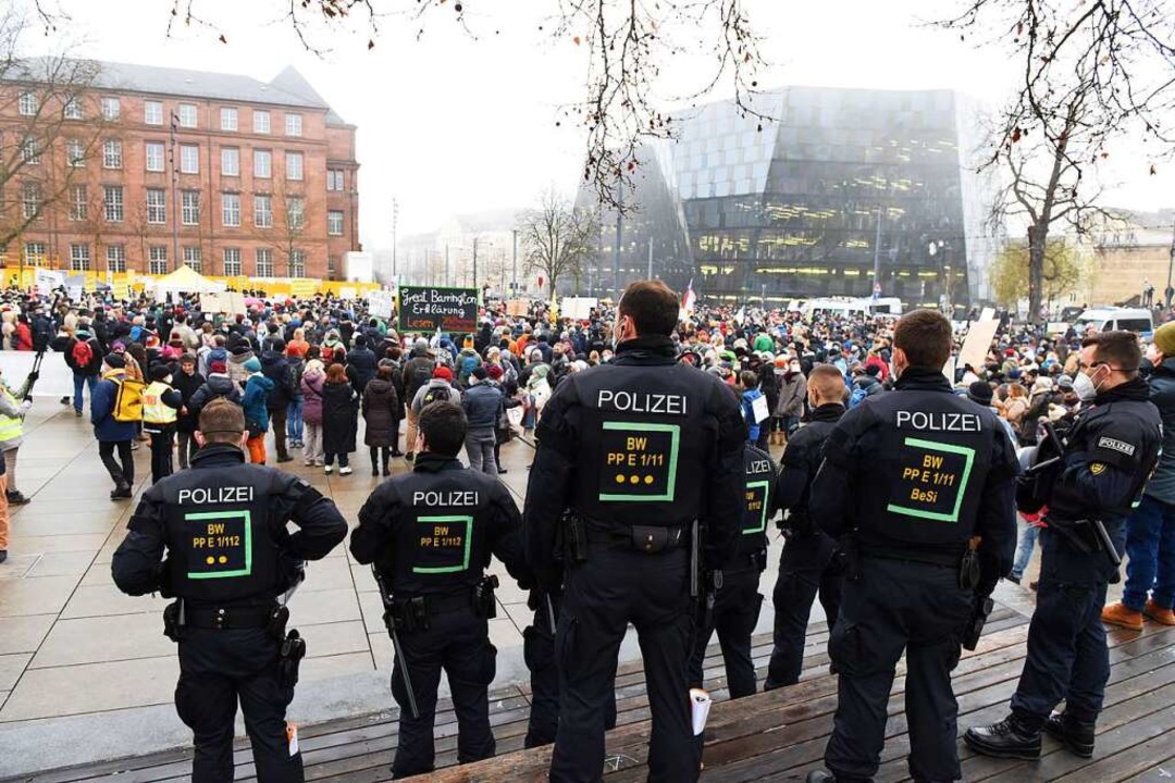 Demonstration gegen die Corona-Maßnahmen in Freiburg.  | Foto: Rita Eggstein