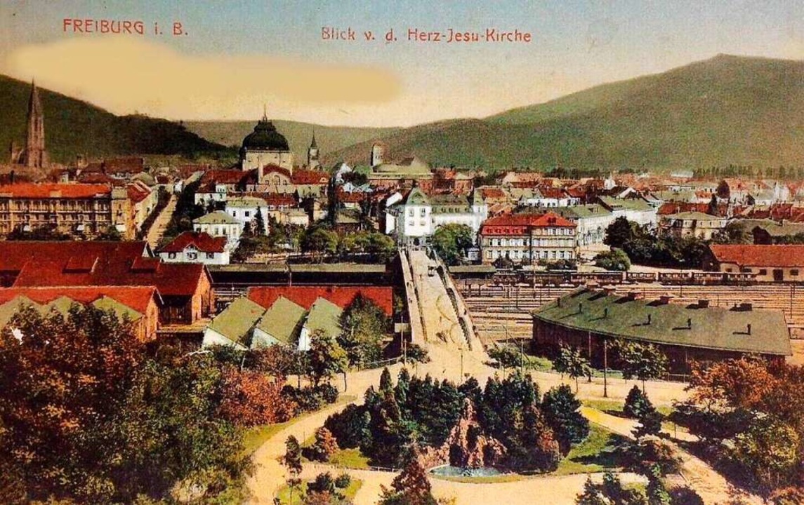 Die historische Postkarte zeigt den Bl... in der Mitte) in Richtung Innenstadt.  | Foto: Archiv Hans Sigmund