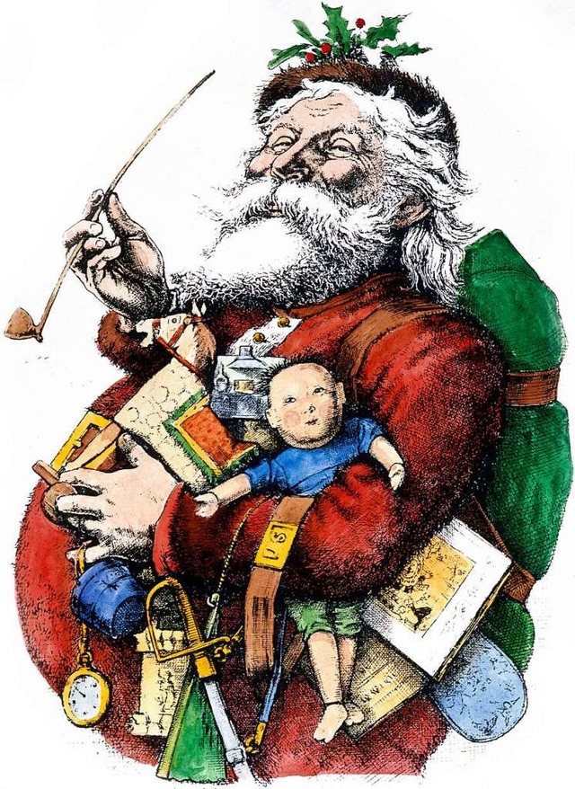 Nasts Santa Claus mit der typischen Pf...europischen Auswanderer nach Amerika.  | Foto: 1881 via www.imago-images.de
