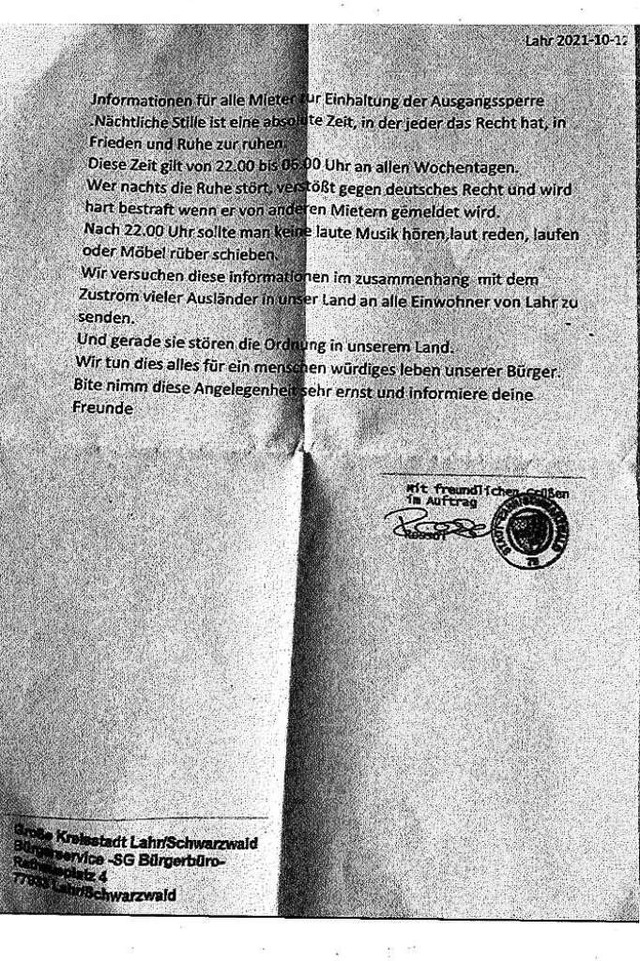 Der geflschte Brief  | Foto: Stadt Lahr
