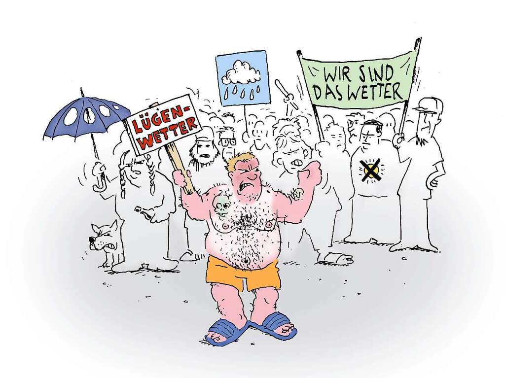 Satirische Jahresvorschau: „Eine neue Protestbewegung in Lahr. Ihre Parole: ’Nieder mit dem Lgenwetter’.“ (4. Januar 2021)