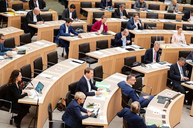 Auf Abstand: Abgeordnete im Landtag von Baden-Wrttemberg  | Foto: Marijan Murat (dpa)