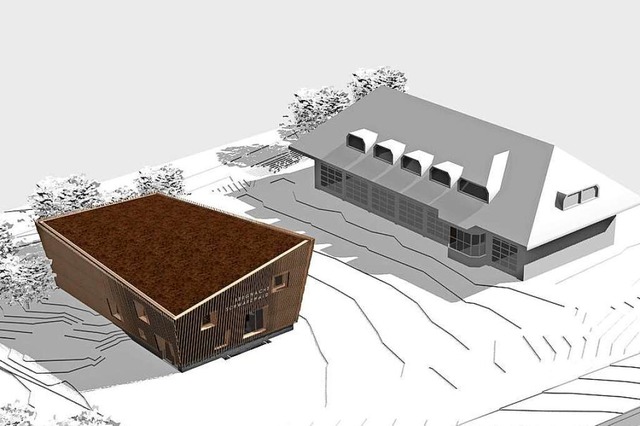 Der Entwurf zeigt die geplante Bergret...Rechts ist das Feuerwehrhaus zu sehen.  | Foto: Sennrich & Schneider Architektenpartnerschaft GmbH