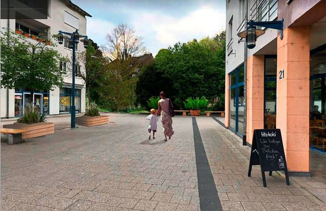 Die Visualisierung zeigt den Pflughof mit dem angrenzenden Pfarrhaus-Park.  | Foto: Brgerinitiative Attraktive verkehrsfreie Innenstadt