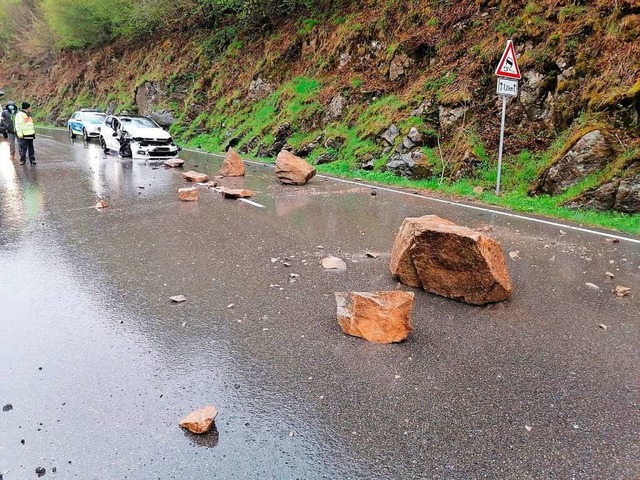 Dieser Unfall geschah am 7. Mai 2021 z...f die Fahrbahn der B 317 gefallen war.  | Foto: Polizei