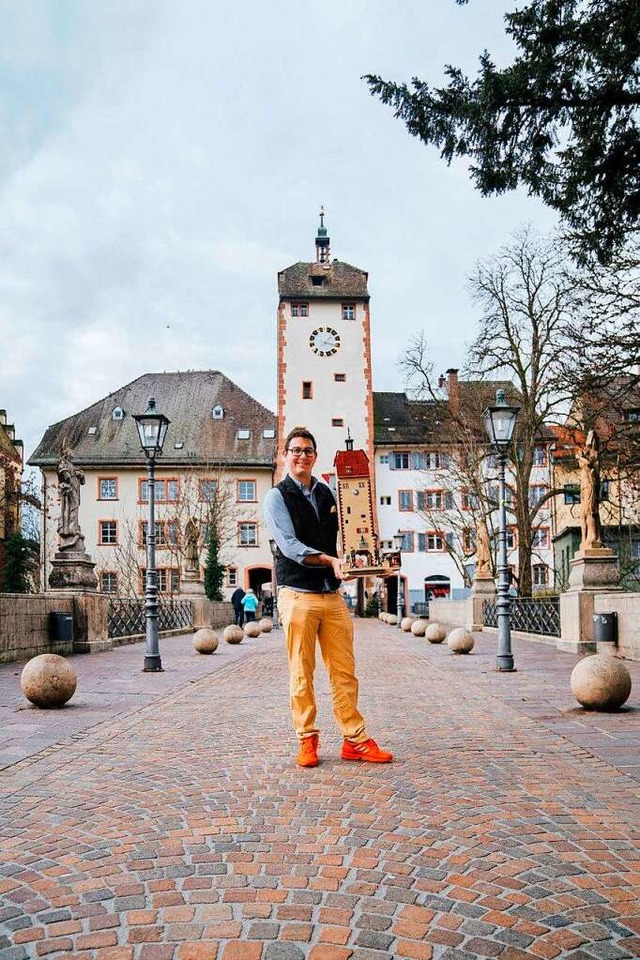 Das Modell aus Lego-Steinen vor dem Or...ichen Eingang der Waldshuter Altstadt.  | Foto: Michel Sieber